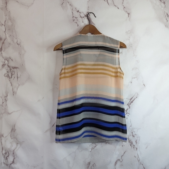 CAbi Tank Blouse Striped Pink Blue Layered 3275 V-Neck Summer - Picture 6 of 10